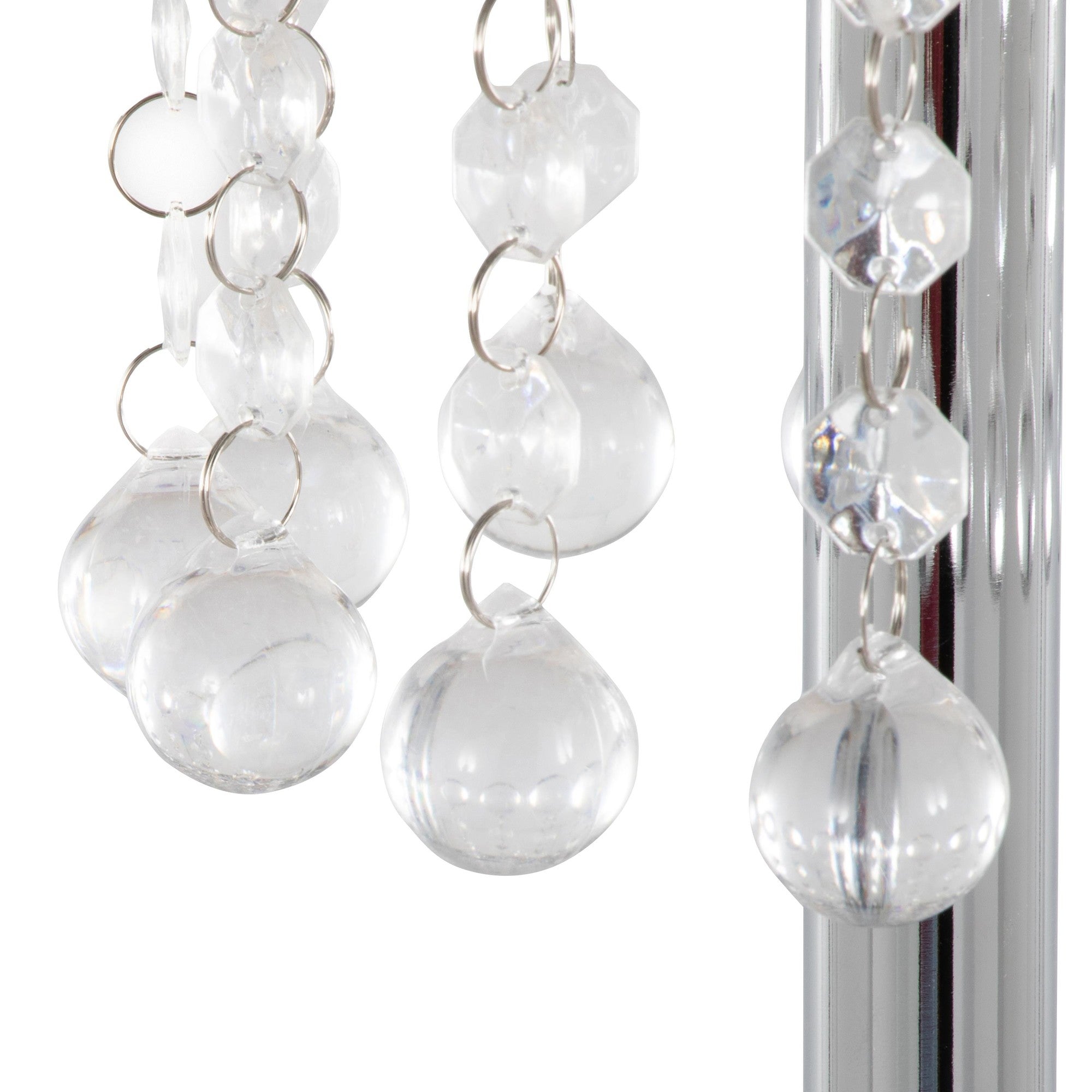 Droplets Sleek 60" Metal Floor Lamp - Chrome Metal, Clear Crystal