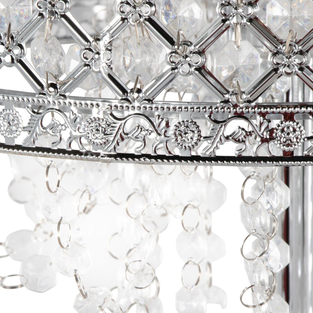 Droplets Sleek 60" Metal Floor Lamp - Chrome Metal, Clear Crystal