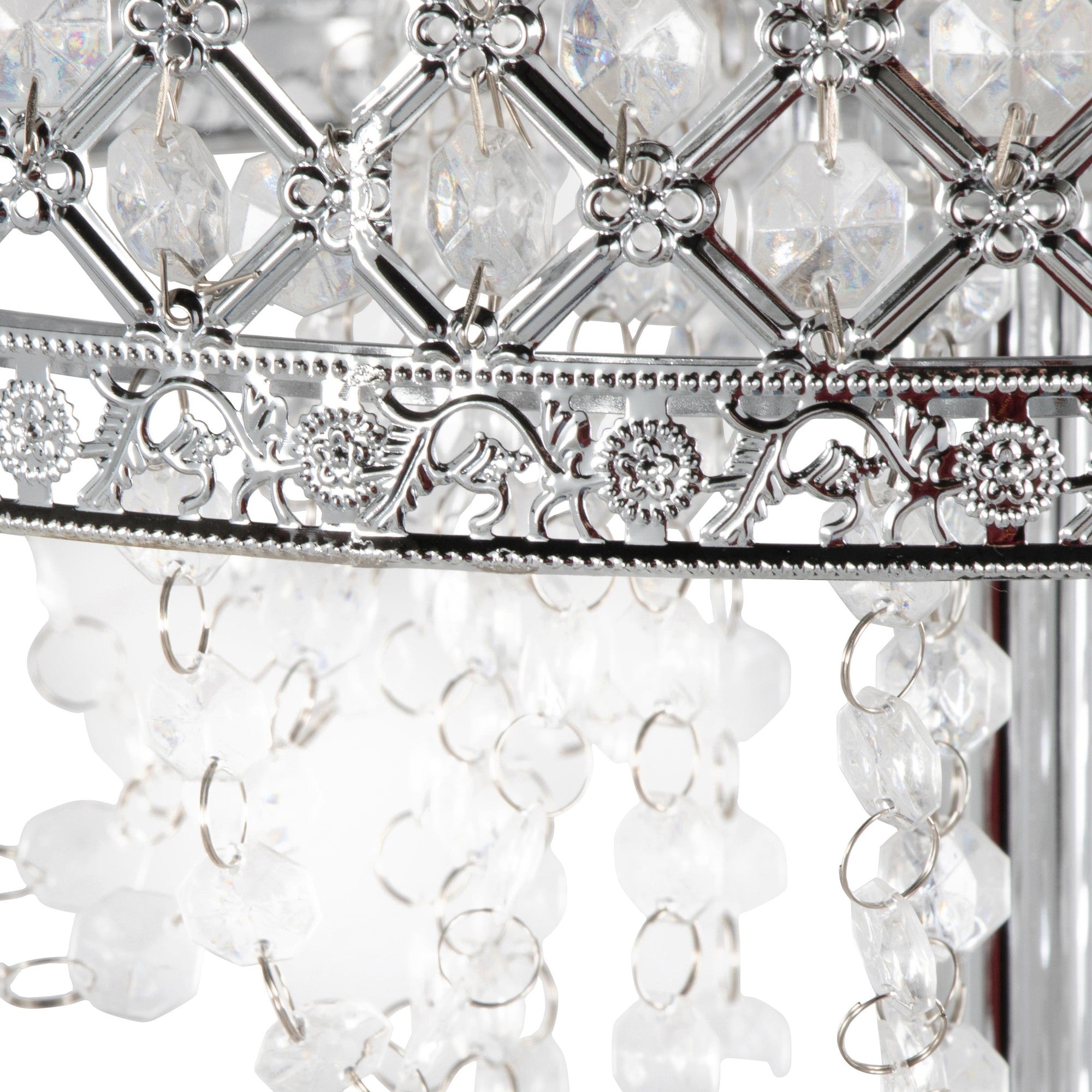 Droplets Sleek 60" Metal Floor Lamp - Chrome Metal, Clear Crystal