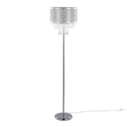 Droplets Sleek 60" Metal Floor Lamp - Chrome Metal, Clear Crystal