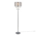 Droplets Sleek 60" Metal Floor Lamp - Chrome Metal, Clear Crystal