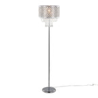 Droplets Sleek 60" Metal Floor Lamp - Chrome Metal, Clear Crystal