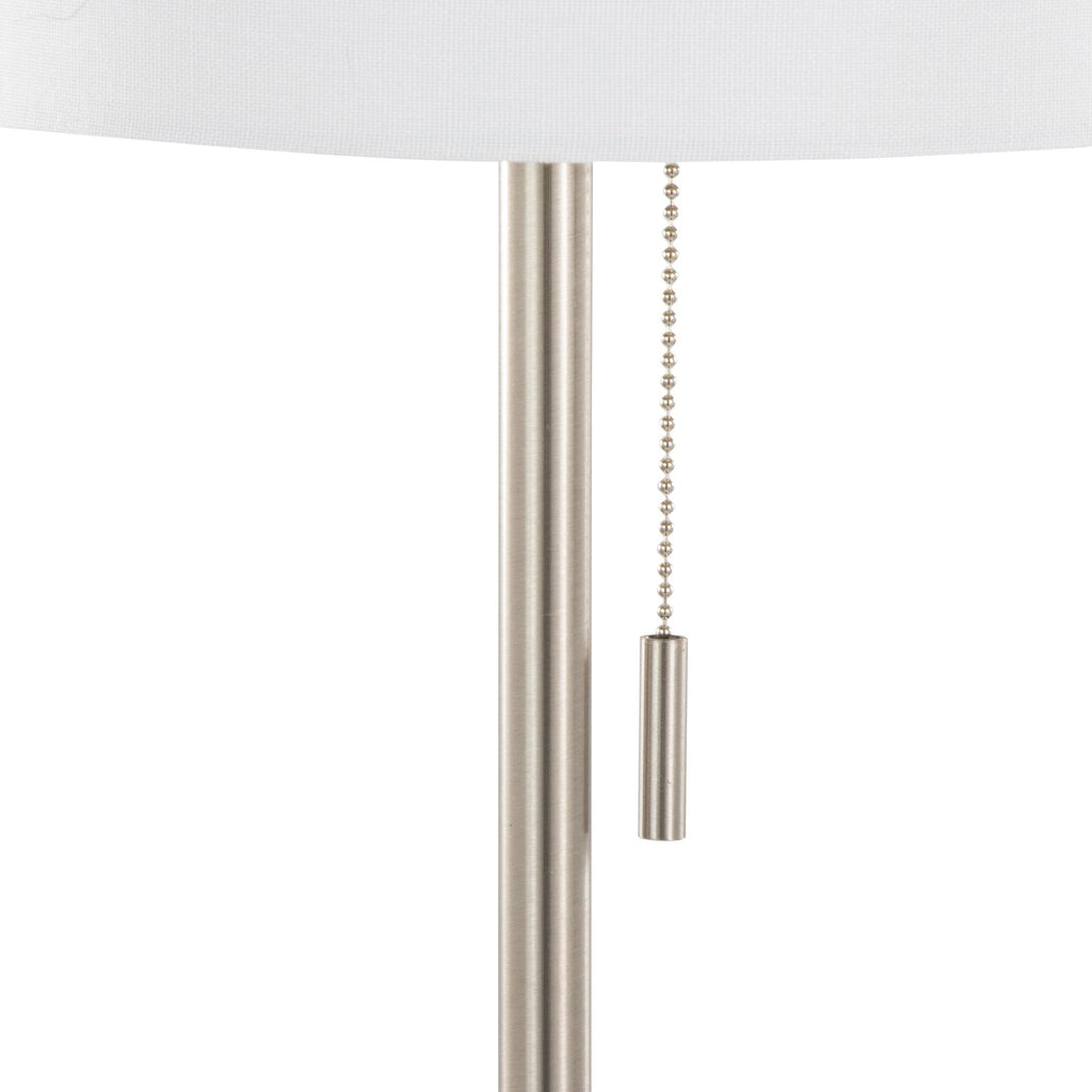 Bounty 62" Metal Floor Lamp - Brushed Nickel, White Linen