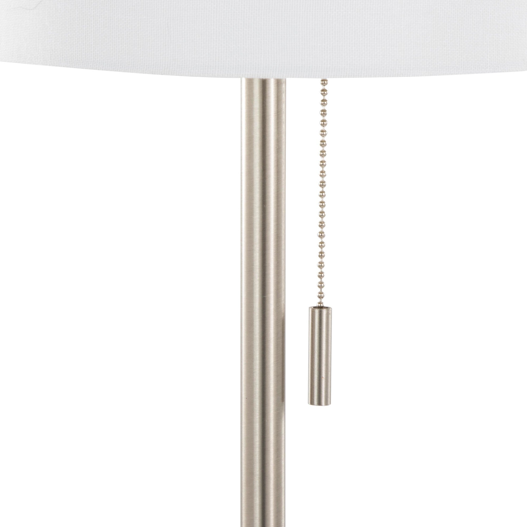 Bounty 62" Metal Floor Lamp - Brushed Nickel, White Linen