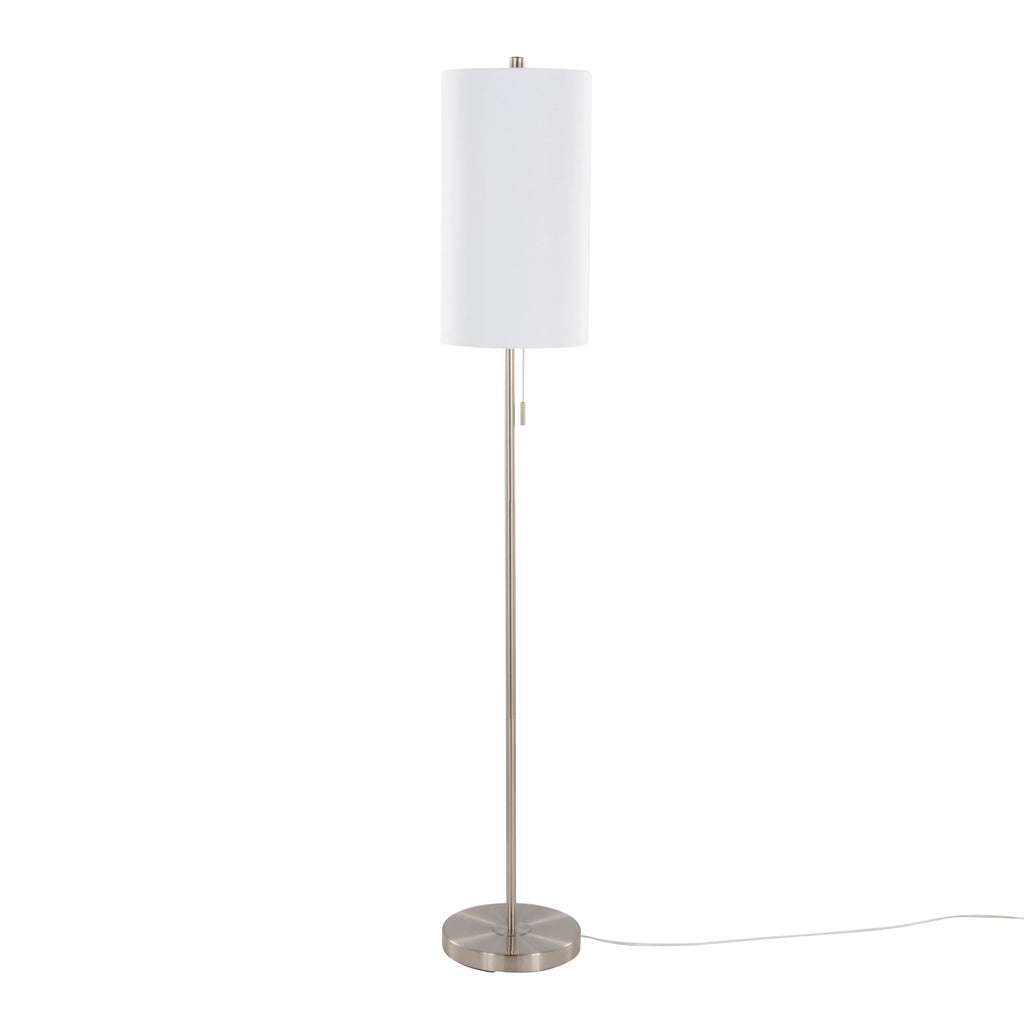 Bounty 62" Metal Floor Lamp - Brushed Nickel, White Linen