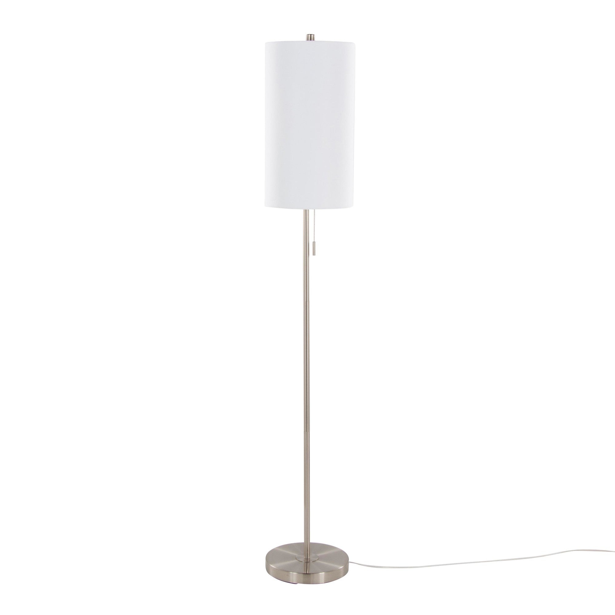 Bounty 62" Metal Floor Lamp - Brushed Nickel, White Linen