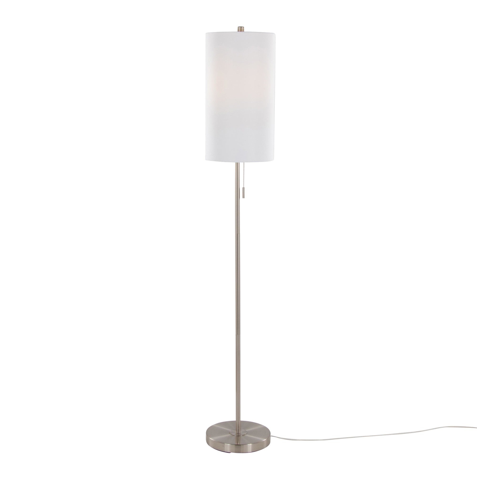 Bounty 62" Metal Floor Lamp - Brushed Nickel, White Linen