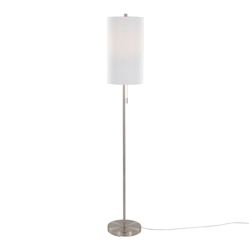 Bounty 62" Metal Floor Lamp - Brushed Nickel, White Linen