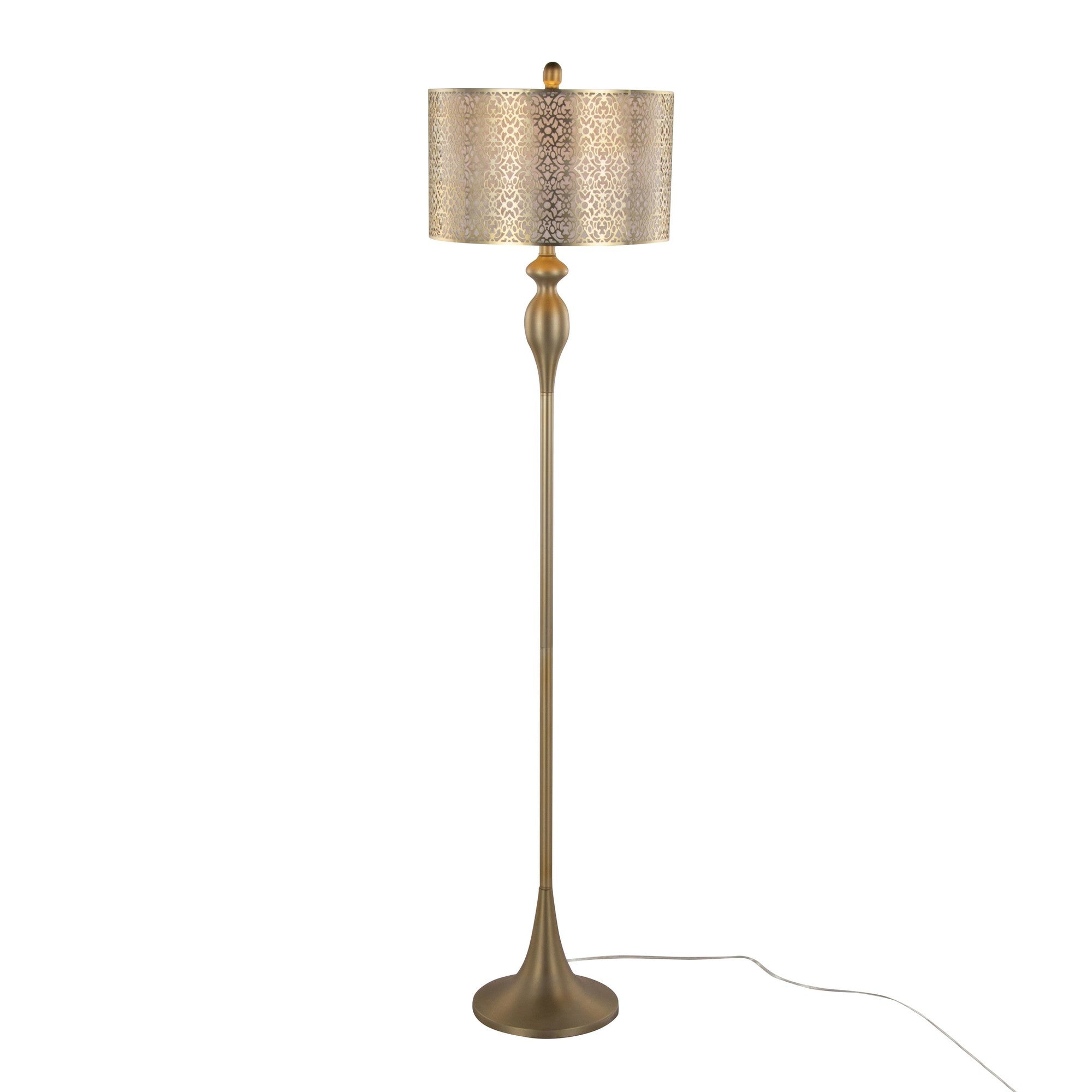 Ashland 63" Metal Floor Lamp - Gold Metal, Off-white Linen
