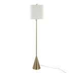 Cone 64" Metal Floor Lamp - Gold Metal, White Linen
