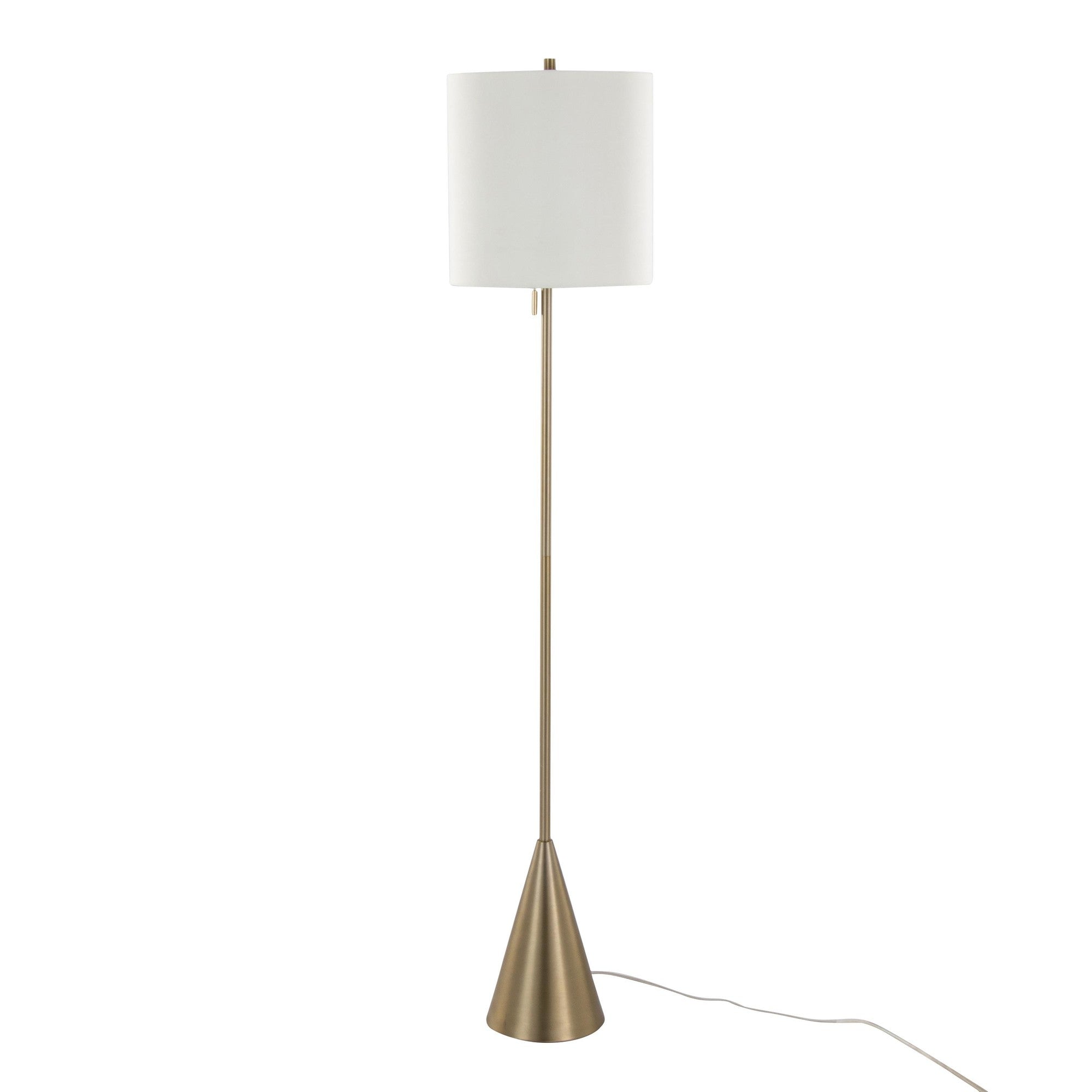 Cone 64" Metal Floor Lamp - Gold Metal, White Linen