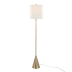 Cone 64" Metal Floor Lamp - Gold Metal, White Linen