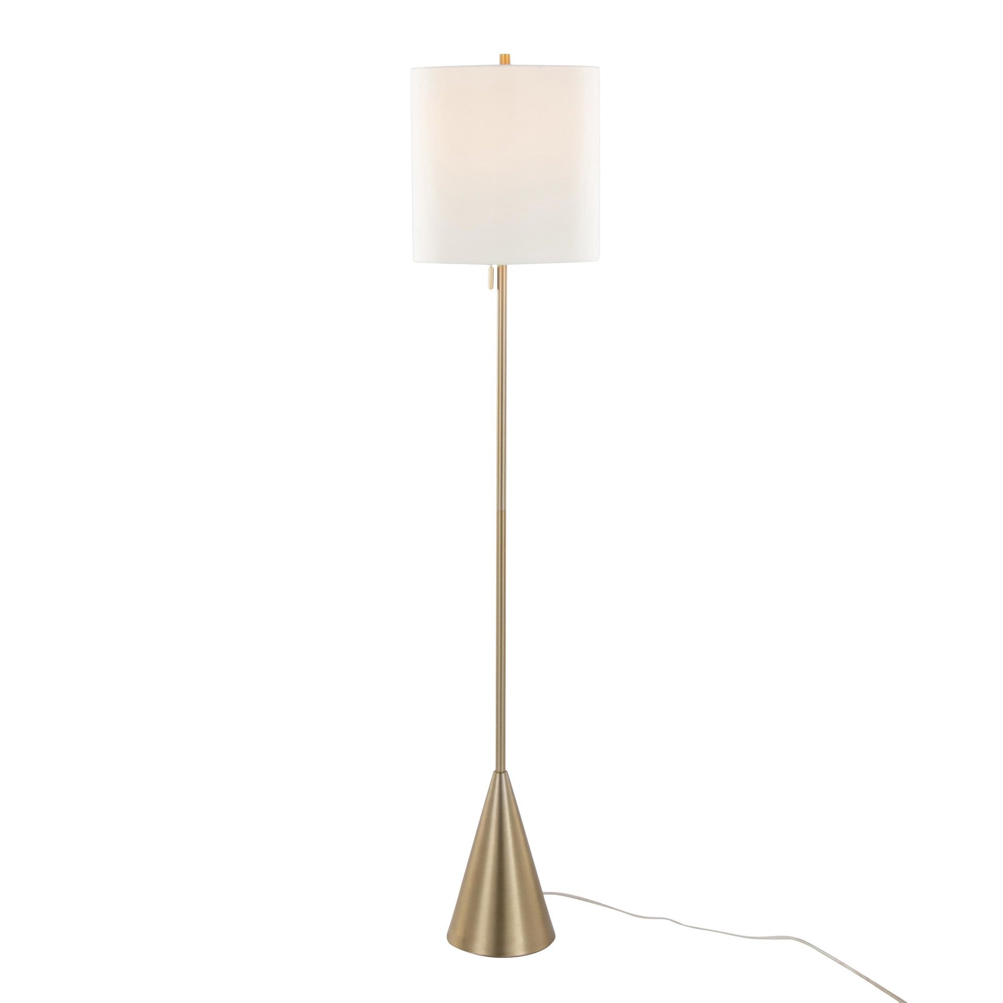 Cone 64" Metal Floor Lamp - Gold Metal, White Linen