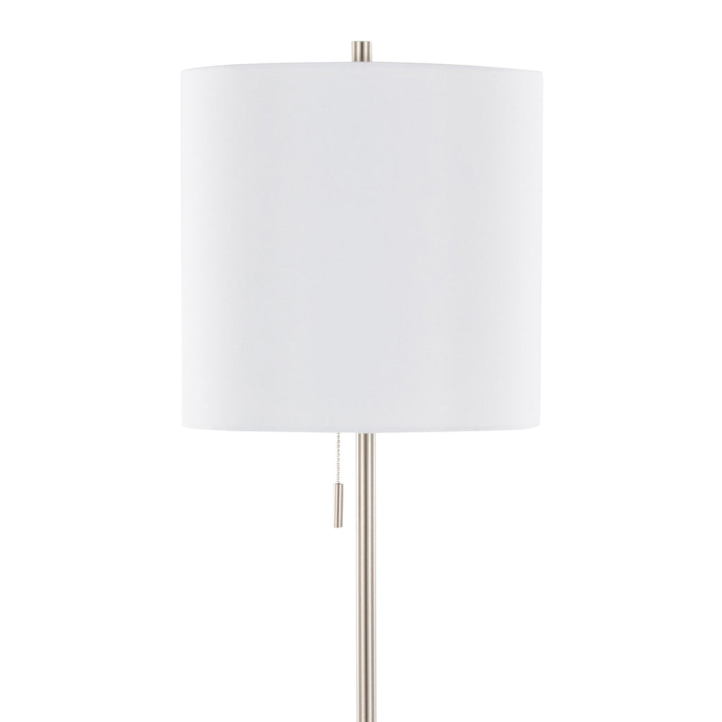 Cone 64" Metal Floor Lamp - Brushed Nickel, White Linen