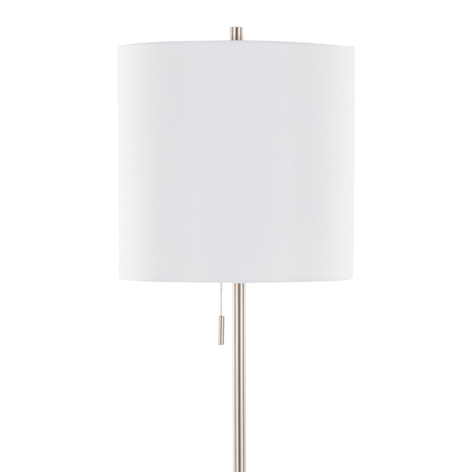 Cone 64" Metal Floor Lamp - Brushed Nickel, White Linen