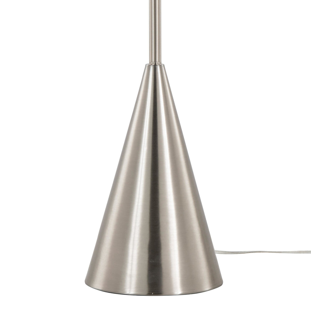 Cone 64" Metal Floor Lamp - Brushed Nickel, White Linen