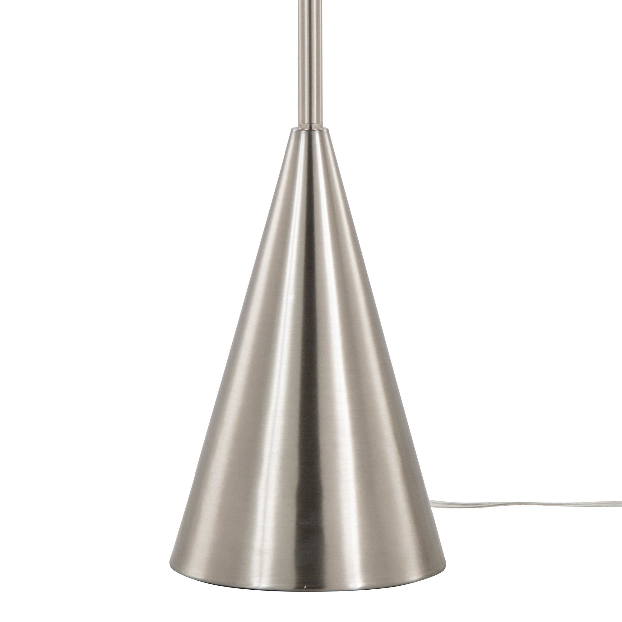 Cone 64" Metal Floor Lamp - Brushed Nickel, White Linen