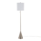 Cone 64" Metal Floor Lamp - Brushed Nickel, White Linen