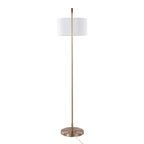 Puck 63" Metal Floor Lamp - Gold Metal, White Linen