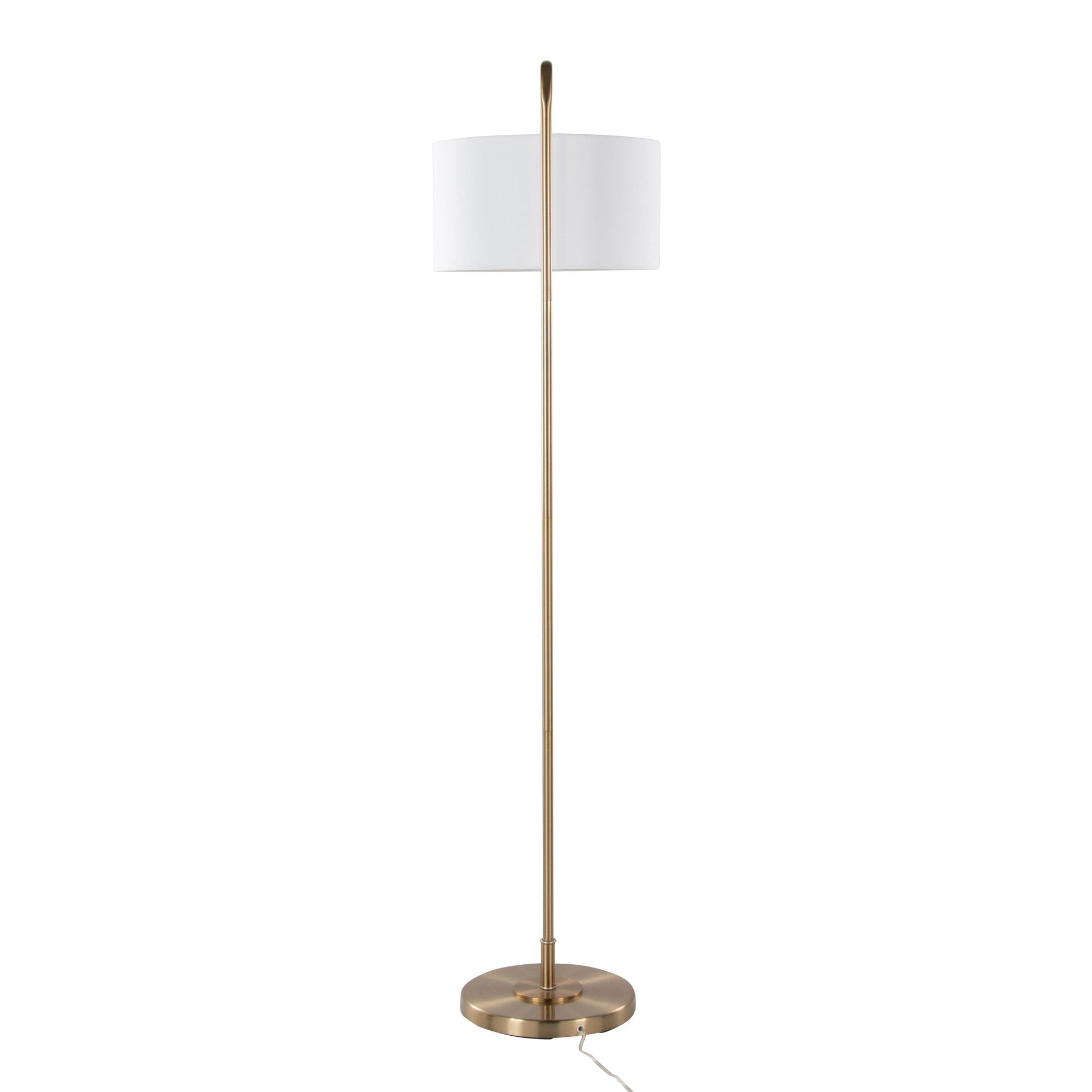 Puck 63" Metal Floor Lamp - Gold Metal, White Linen