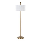 Puck 63" Metal Floor Lamp - Gold Metal, White Linen