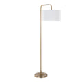 Puck 63" Metal Floor Lamp - Gold Metal, White Linen