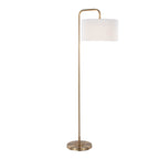 Puck 63" Metal Floor Lamp - Gold Metal, White Linen