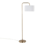 Puck 63" Metal Floor Lamp - Gold Metal, White Linen
