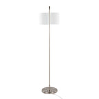 Puck 63" Metal Floor Lamp - Brushed Nickel, White Linen