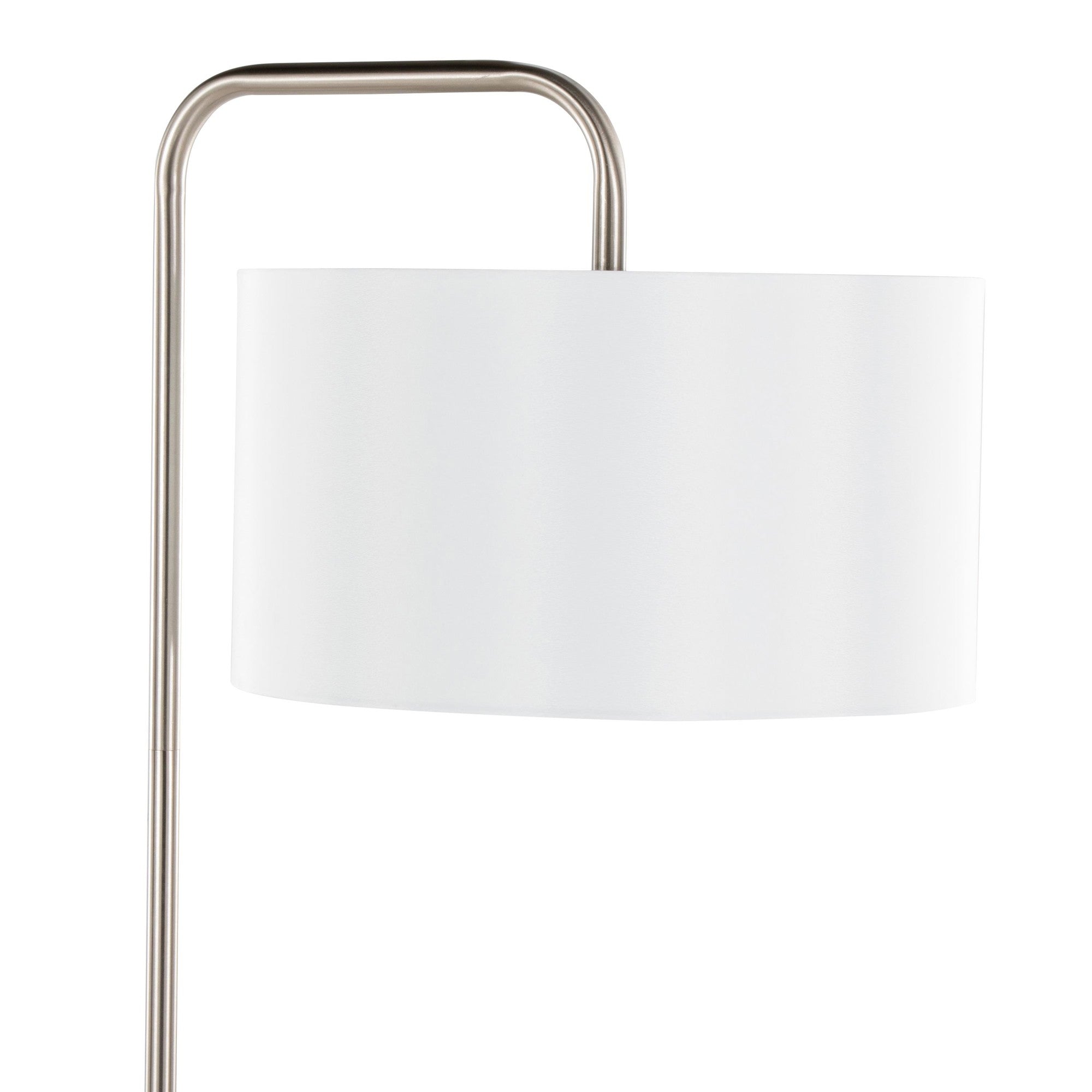 Puck 63" Metal Floor Lamp - Brushed Nickel, White Linen