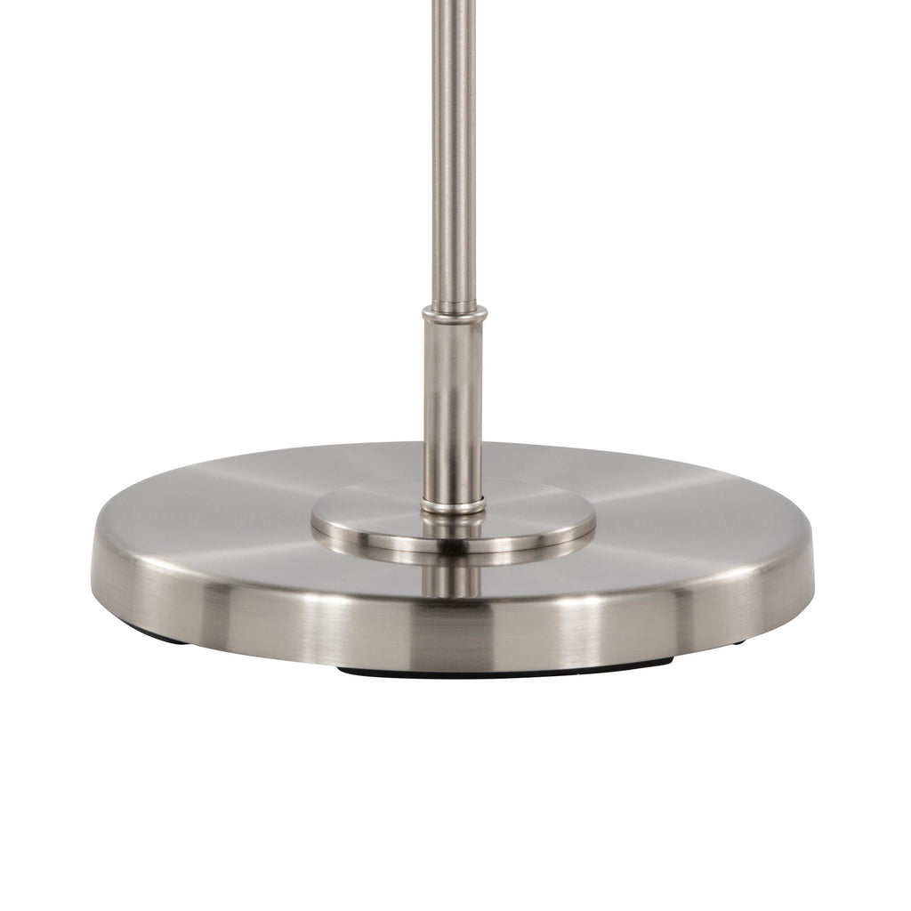 Puck 63" Metal Floor Lamp - Brushed Nickel, White Linen