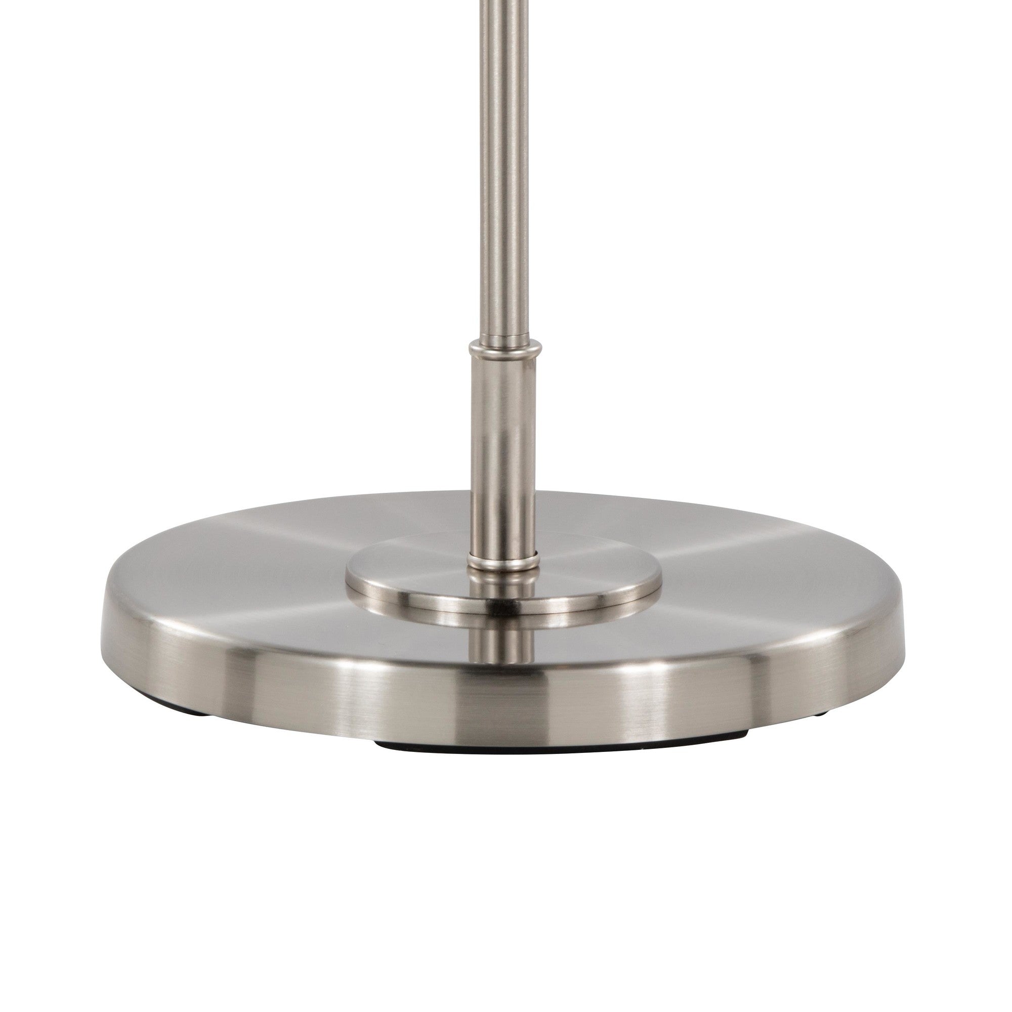 Puck 63" Metal Floor Lamp - Brushed Nickel, White Linen