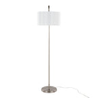 Puck 63" Metal Floor Lamp - Brushed Nickel, White Linen