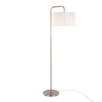 Puck 63" Metal Floor Lamp - Brushed Nickel, White Linen