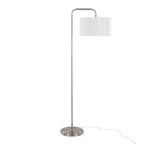 Puck 63" Metal Floor Lamp - Brushed Nickel, White Linen