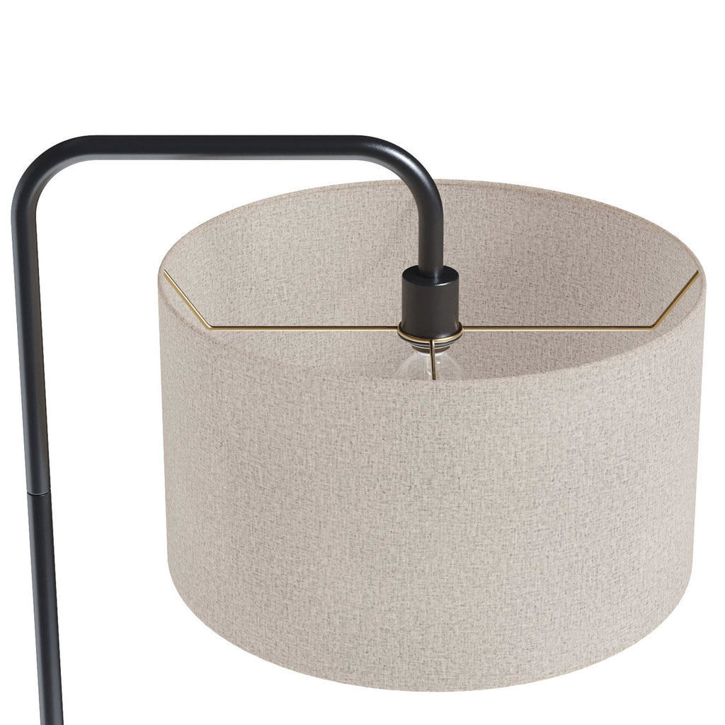 Puck 63" Metal Floor Lamp - Oil Rubbed Bronze, Beige Linen