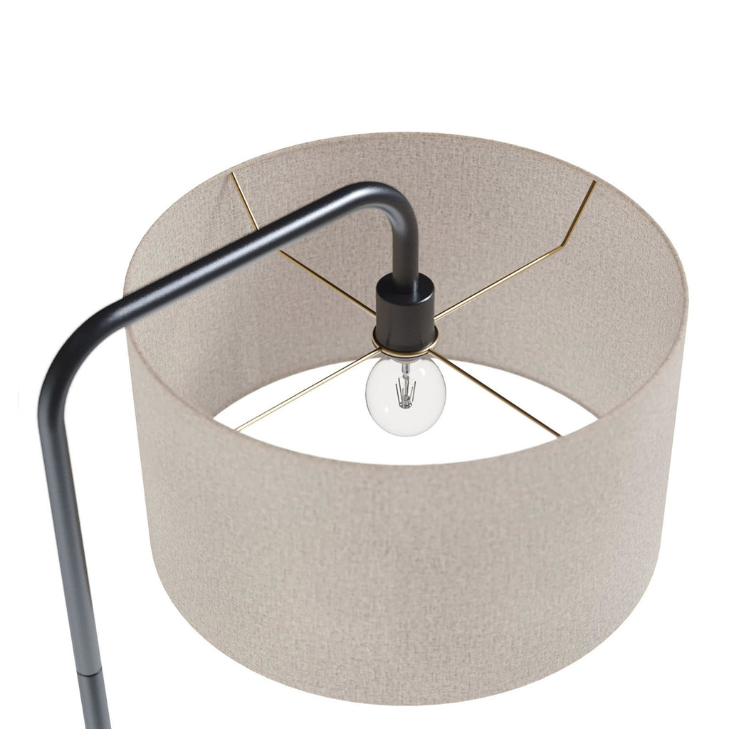 Puck 63" Metal Floor Lamp - Oil Rubbed Bronze, Beige Linen