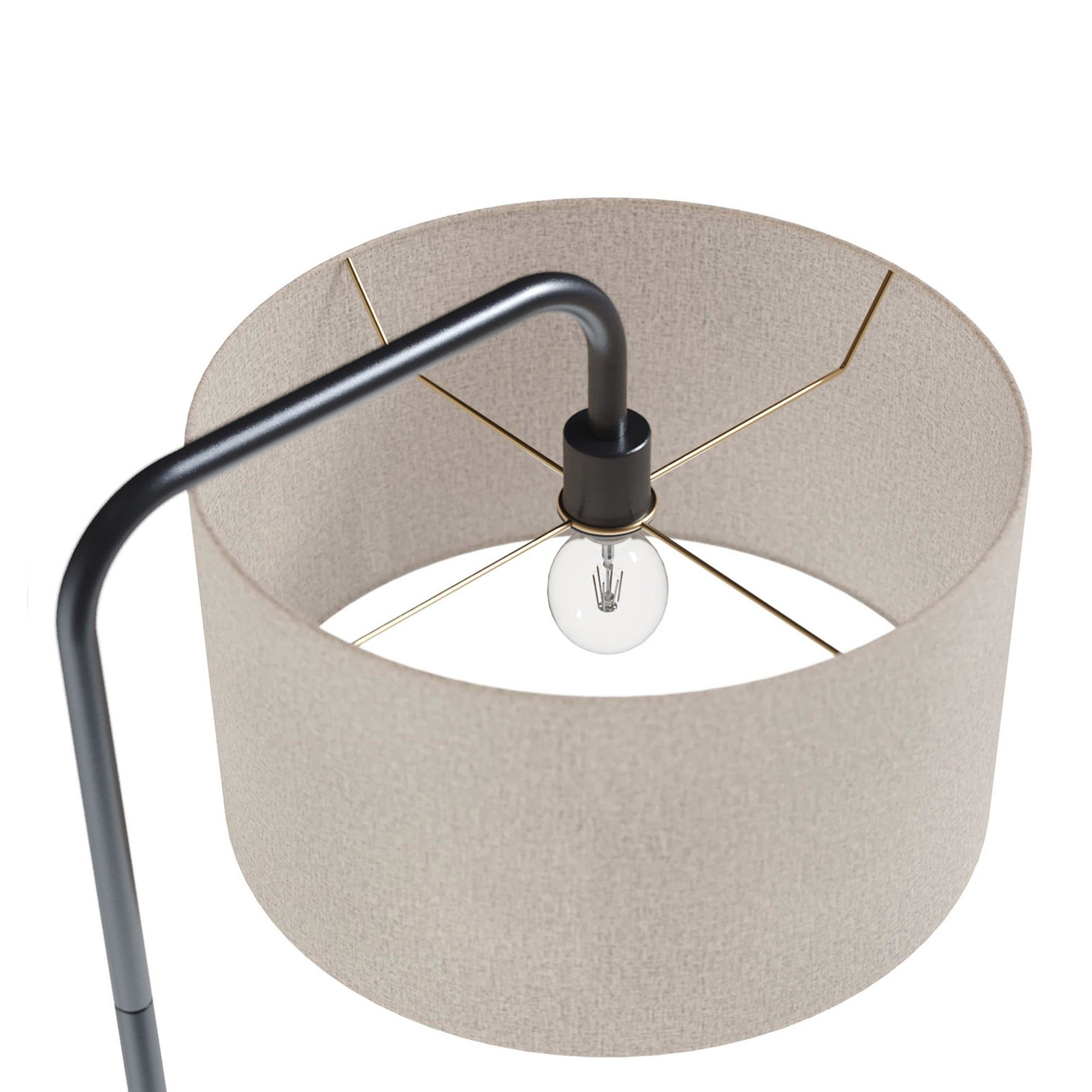 Puck 63" Metal Floor Lamp - Oil Rubbed Bronze, Beige Linen
