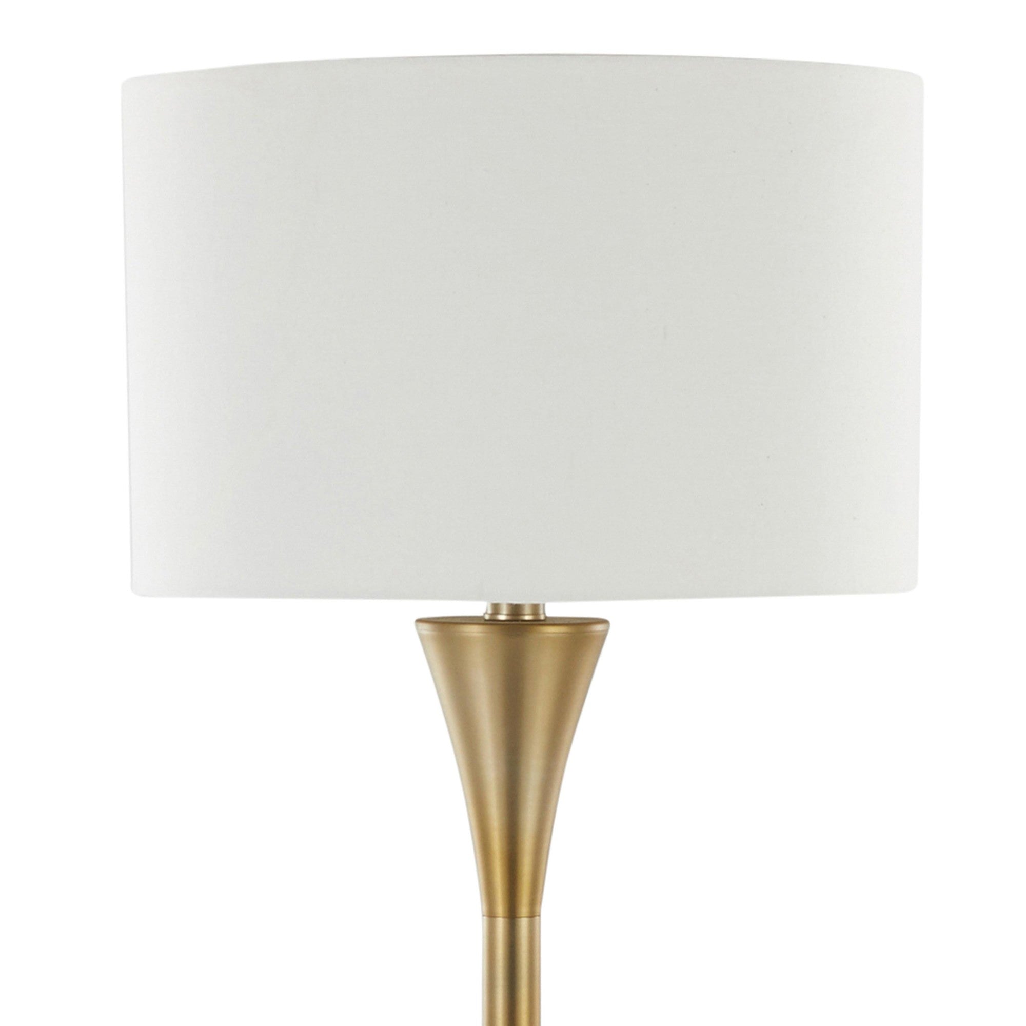 Lenuxe 65" Metal Floor Lamp - Gold Metal, White Linen