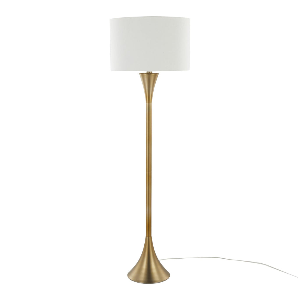 Lenuxe 65" Metal Floor Lamp - Gold Metal, White Linen