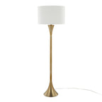 Lenuxe 65" Metal Floor Lamp - Gold Metal, White Linen