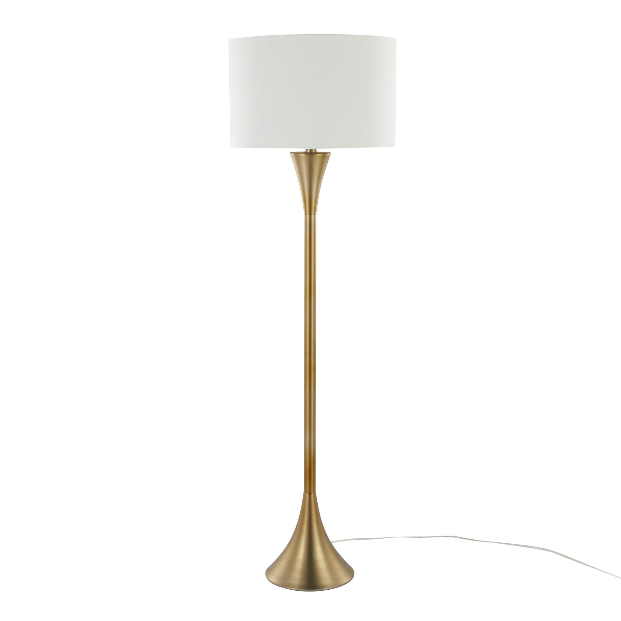Lenuxe 65" Metal Floor Lamp - Gold Metal, White Linen