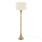 Lenuxe 65" Metal Floor Lamp - Gold Metal, White Linen