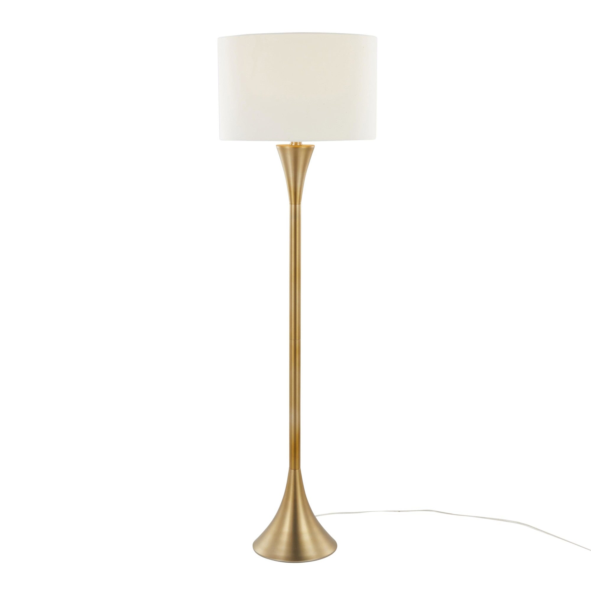 Lenuxe 65" Metal Floor Lamp - Gold Metal, White Linen