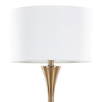 Lenuxe 65" Metal Floor Lamp - Matte Golden Bronze Metal, White Linen