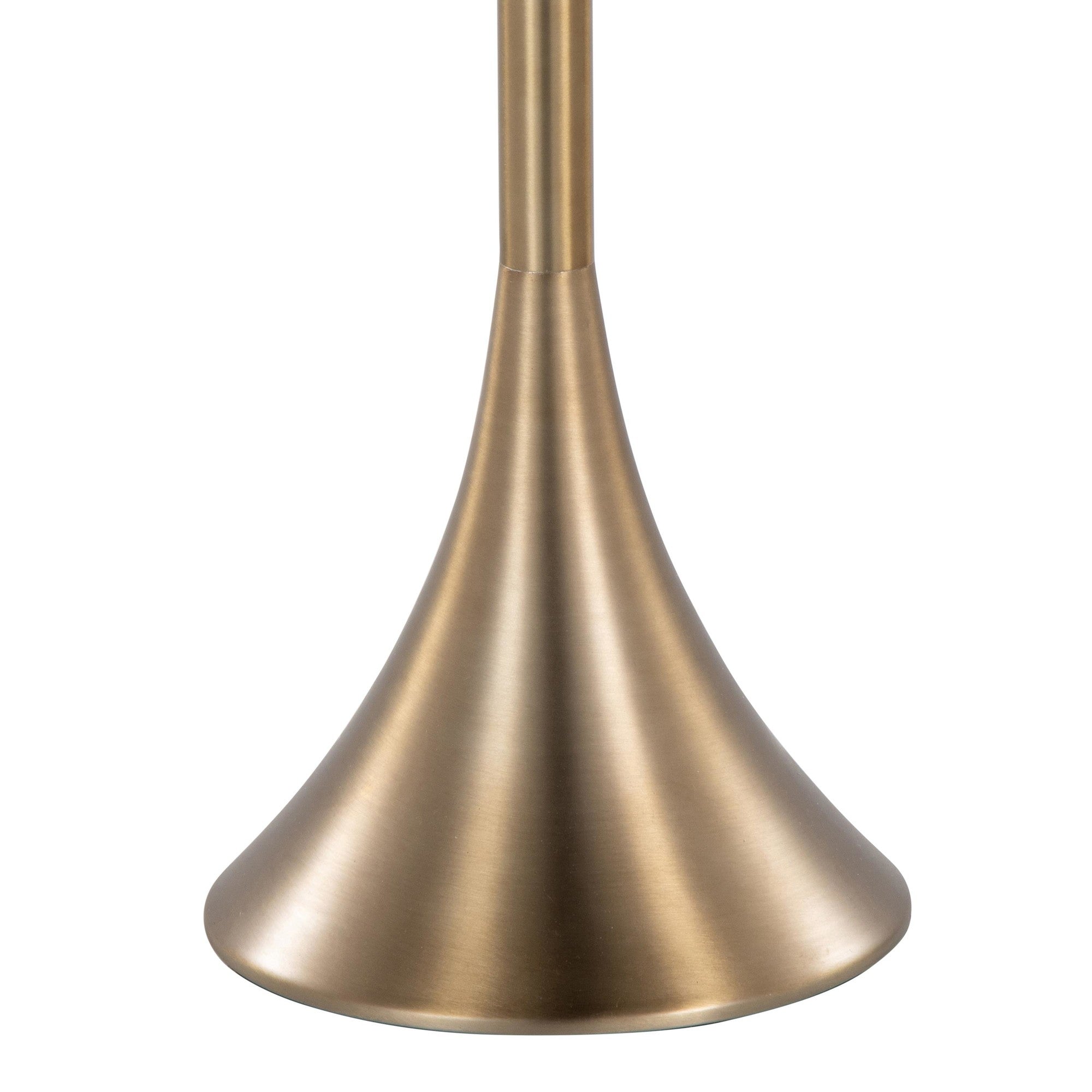 Lenuxe 65" Metal Floor Lamp - Matte Golden Bronze Metal, White Linen