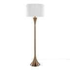 Lenuxe 65" Metal Floor Lamp - Matte Golden Bronze Metal, White Linen