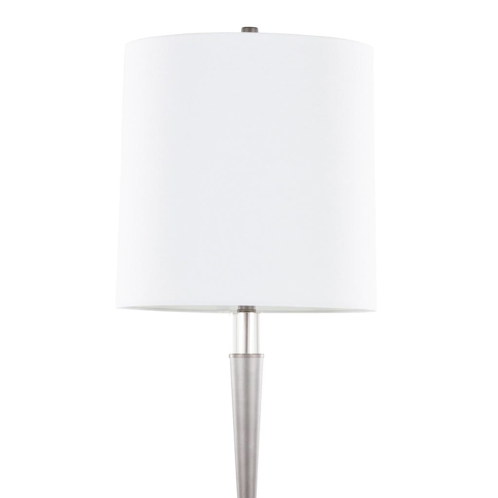 Marla 65” Metal Floor Lamp - Cast Iron, Clear Crystal, White Linen