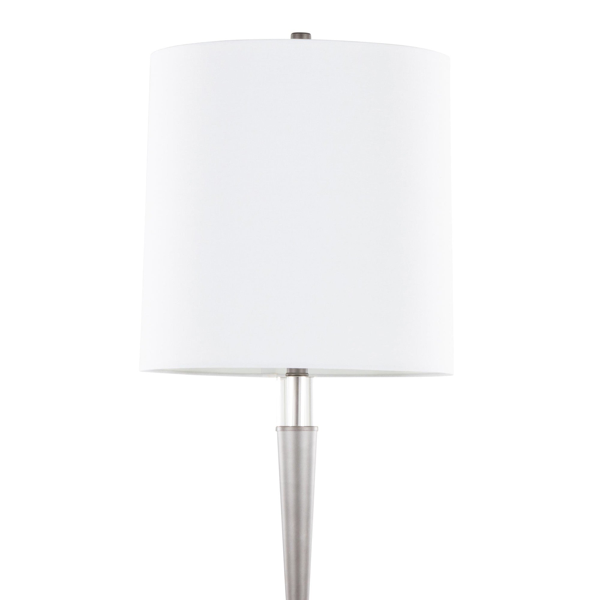 Marla 65” Metal Floor Lamp - Cast Iron, Clear Crystal, White Linen