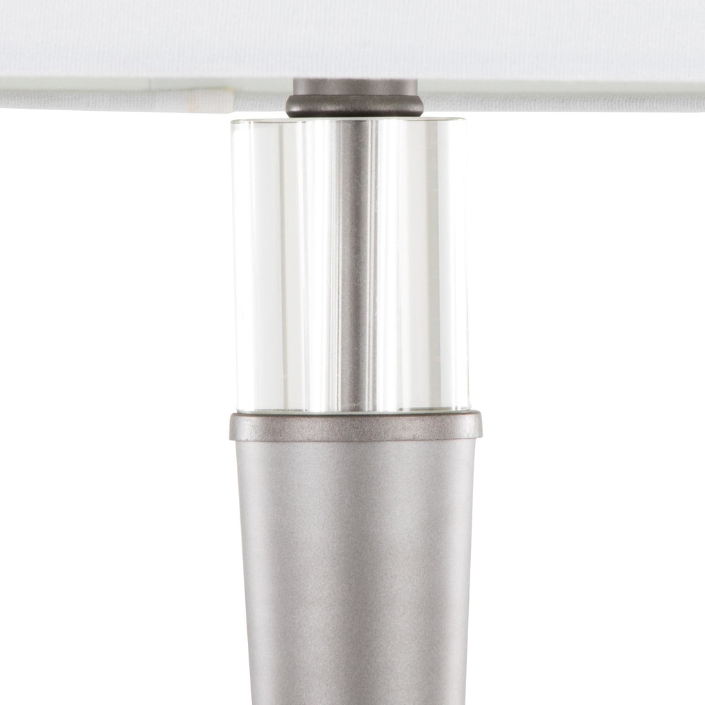 Marla 65” Metal Floor Lamp - Set of 2 - Cast Iron, Clear Crystal, White Linen